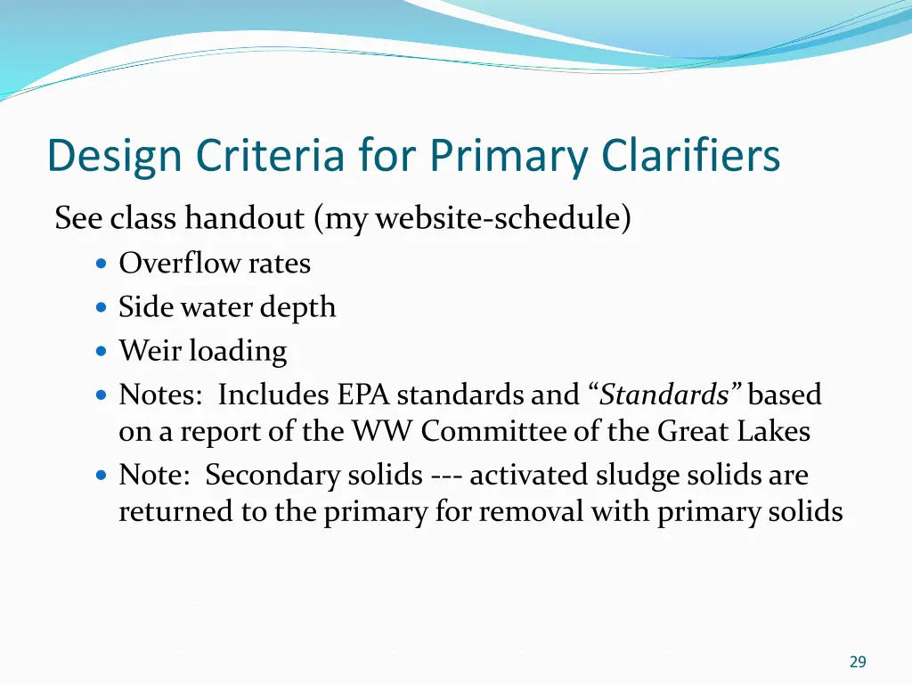 design criteria for primary clarifiers