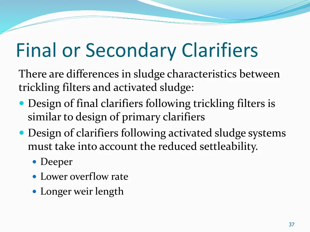 final or secondary clarifiers