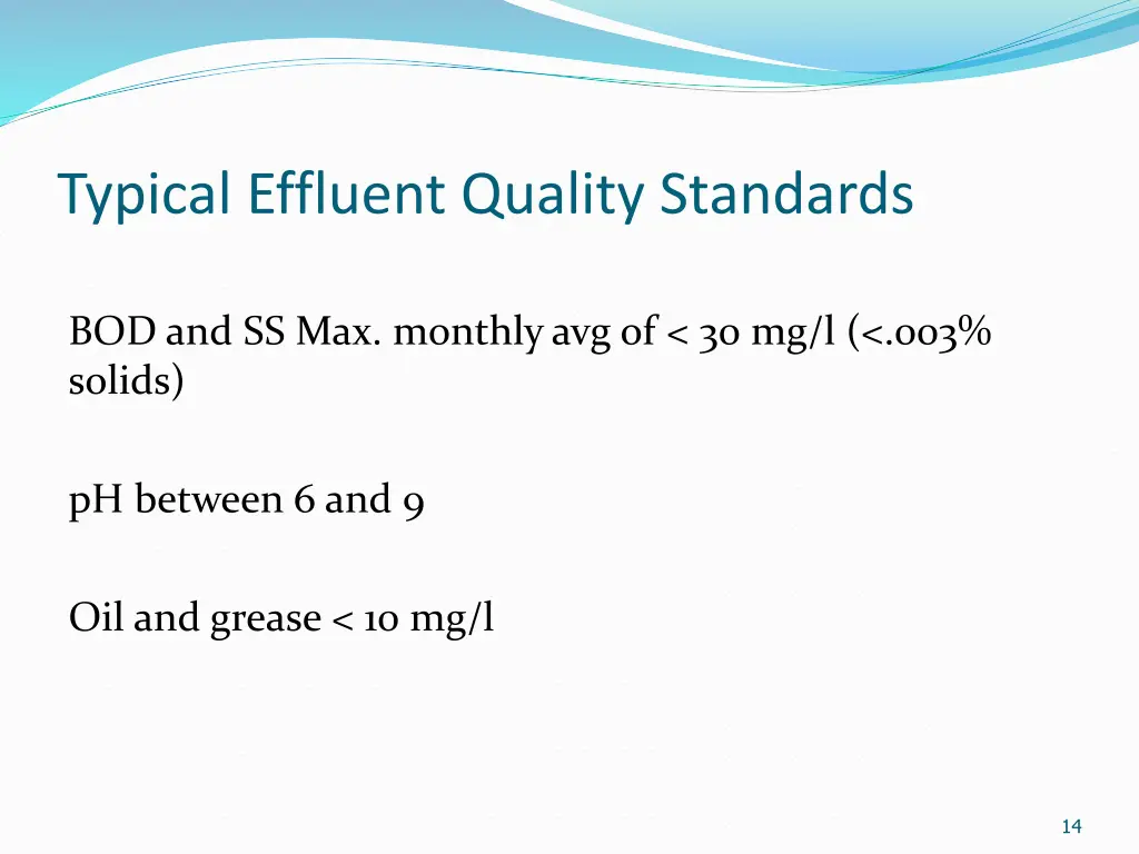 typical effluent quality standards