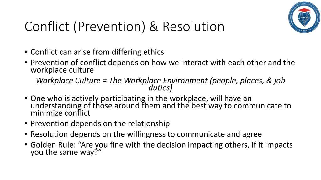 conflict prevention resolution