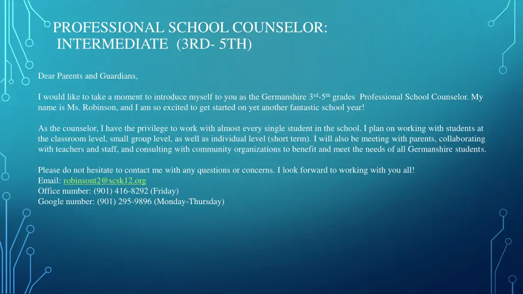 professional school counselor intermediate 3rd 5th