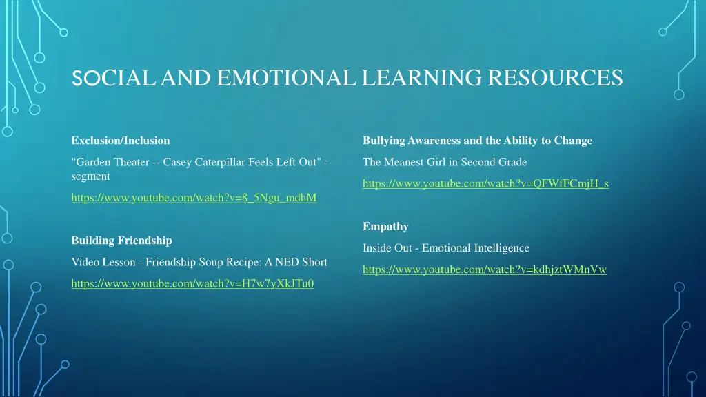 so cial and emotional learning resources