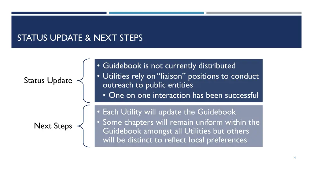 status update next steps