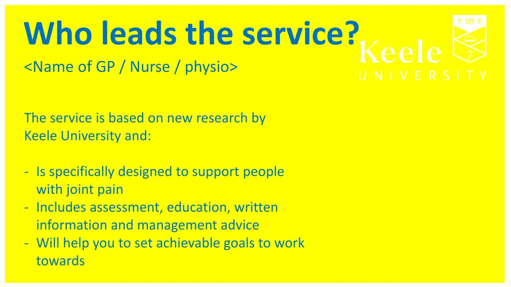 who leads the service name of gp nurse physio