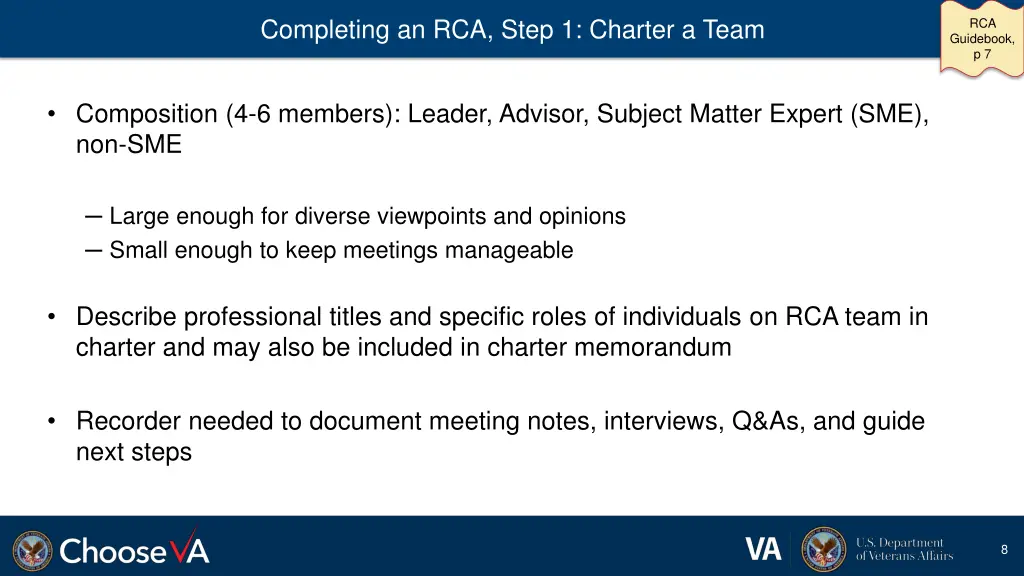 completing an rca step 1 charter a team