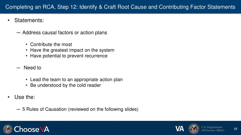 completing an rca step 12 identify craft root 1