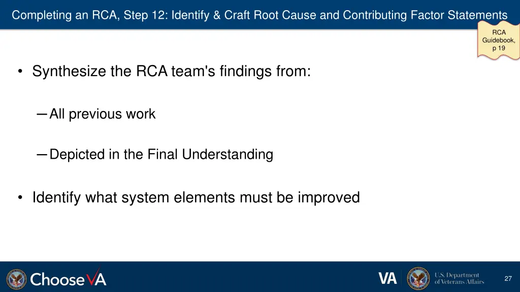 completing an rca step 12 identify craft root