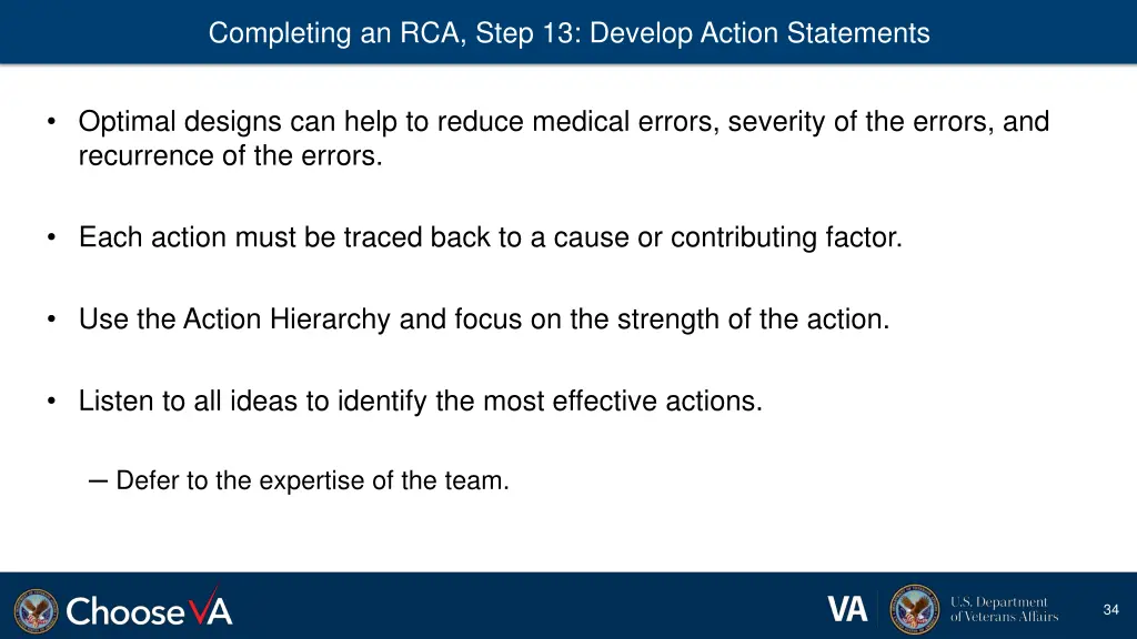 completing an rca step 13 develop action 1