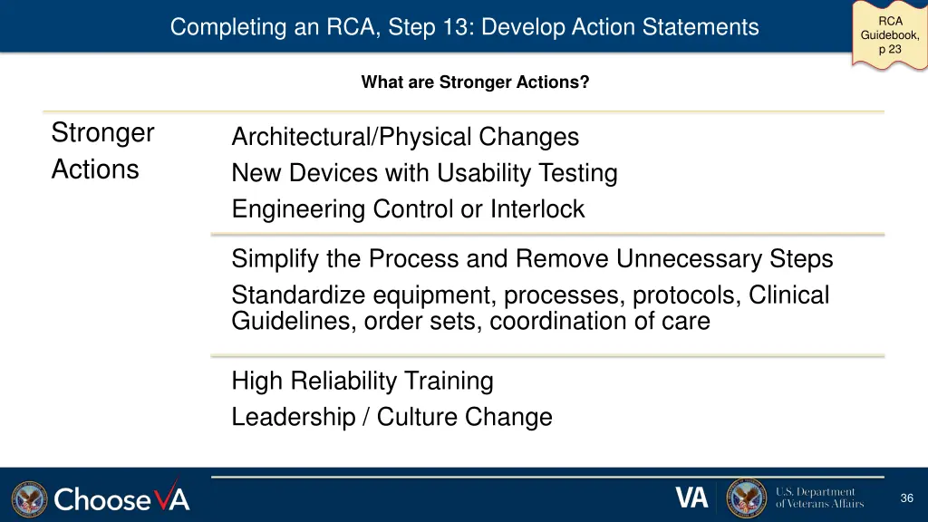 completing an rca step 13 develop action 3