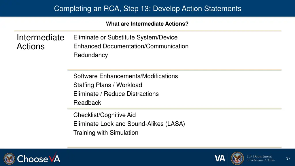 completing an rca step 13 develop action 4