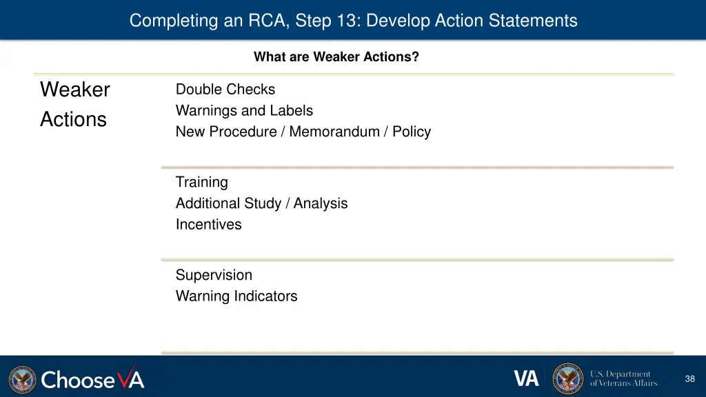 completing an rca step 13 develop action 5