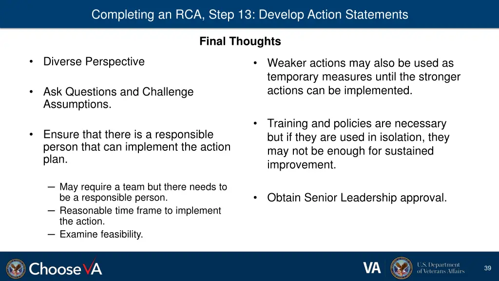 completing an rca step 13 develop action 6