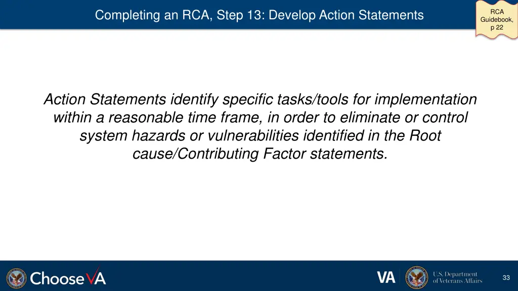 completing an rca step 13 develop action