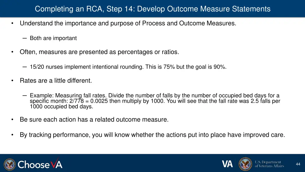 completing an rca step 14 develop outcome measure 4