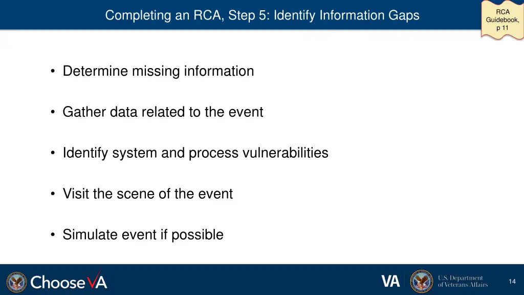 completing an rca step 5 identify information gaps