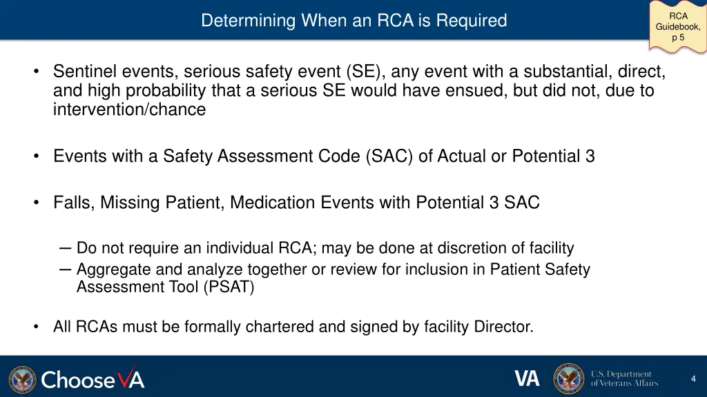 determining when an rca is required