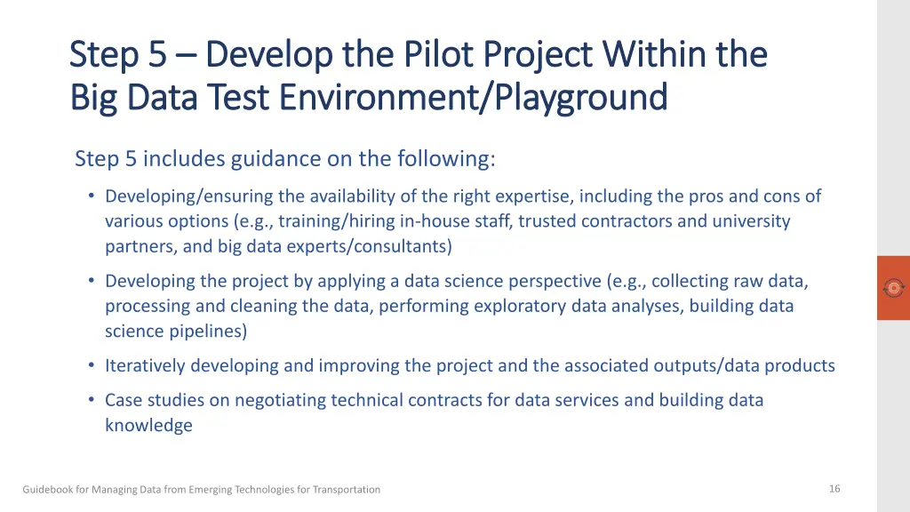 step 5 step 5 develop the pilot project within