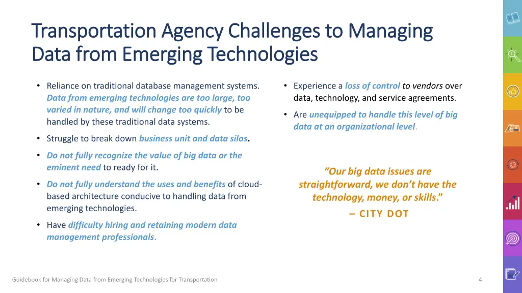 transportation agency challenges to managing