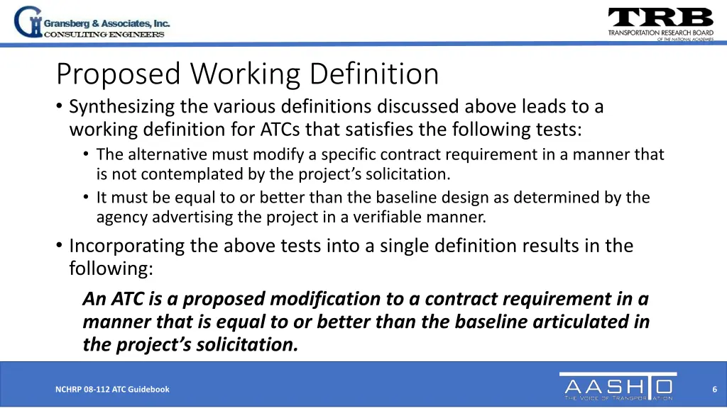 proposed working definition synthesizing