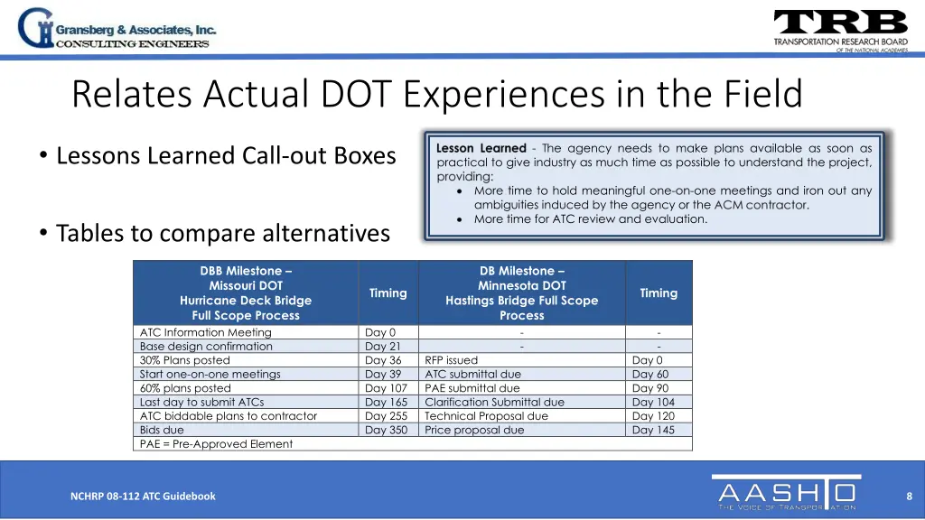 relates actual dot experiences in the field