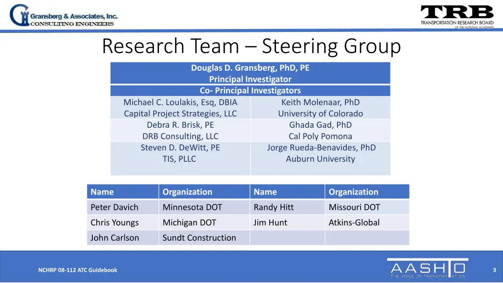 research team steering group