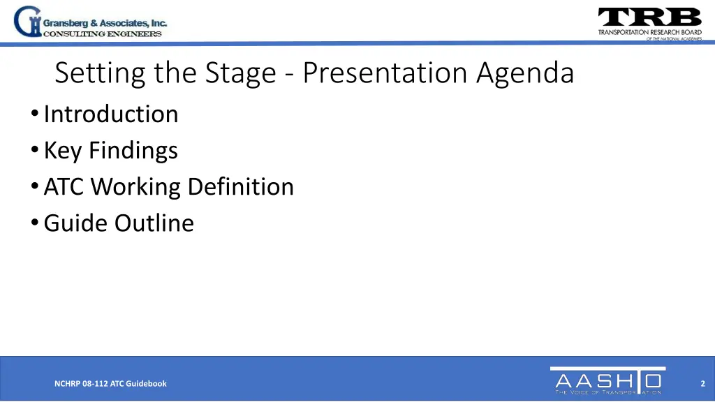 setting the stage presentation agenda