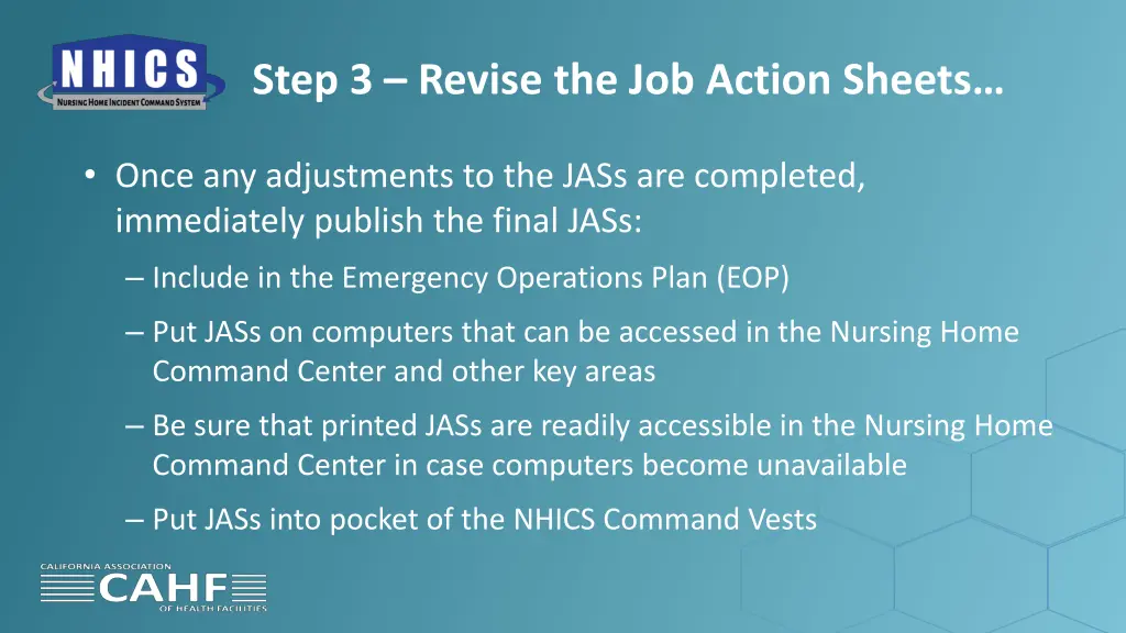 step 3 revise the job action sheets