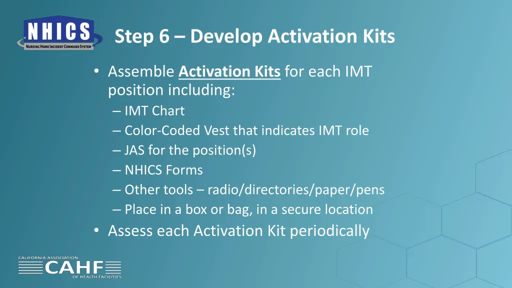 step 6 develop activation kits