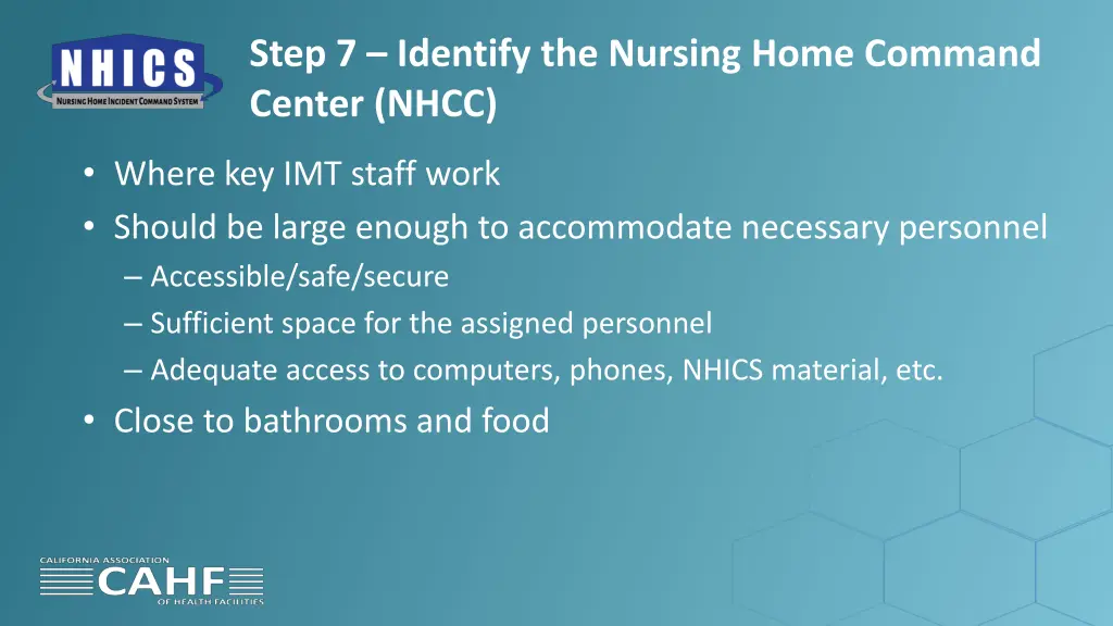 step 7 identify the nursing home command center