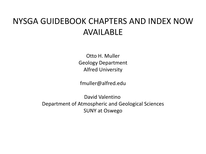 nysga guidebook chapters and index now available