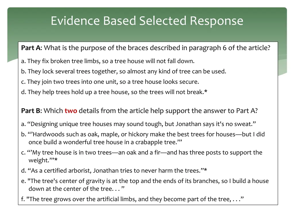 evidence based selected response