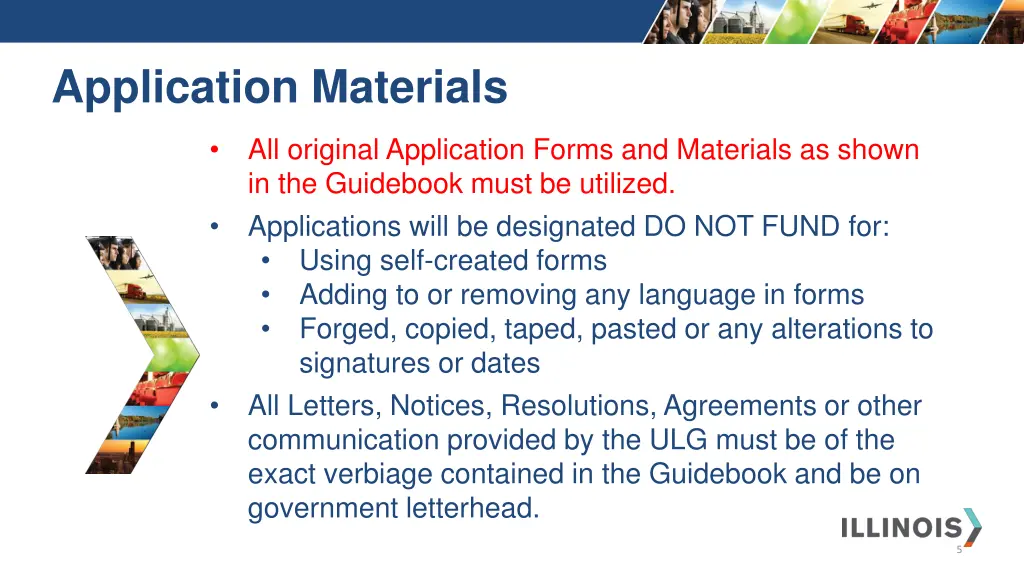 application materials