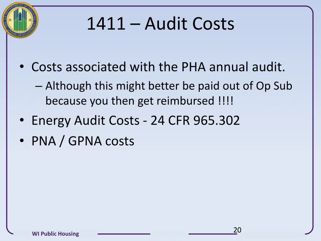 1411 audit costs