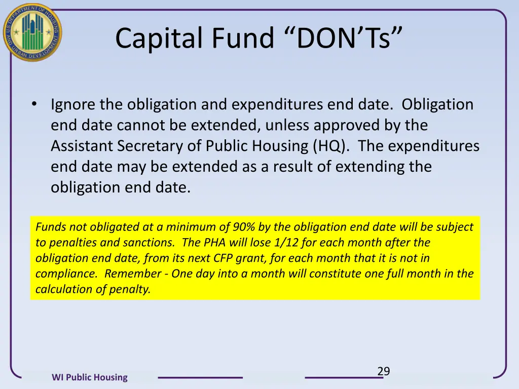 capital fund don ts 2