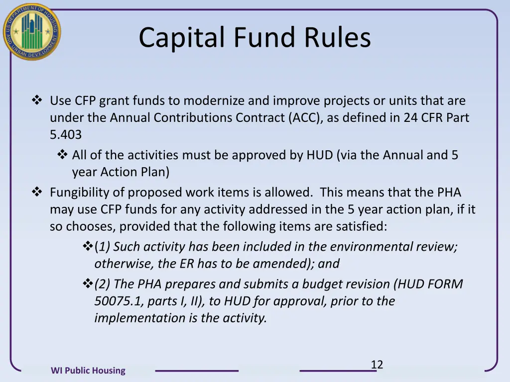 capital fund rules