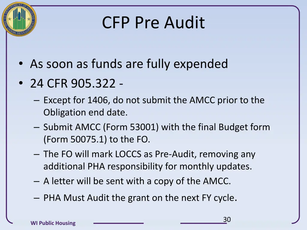 cfp pre audit