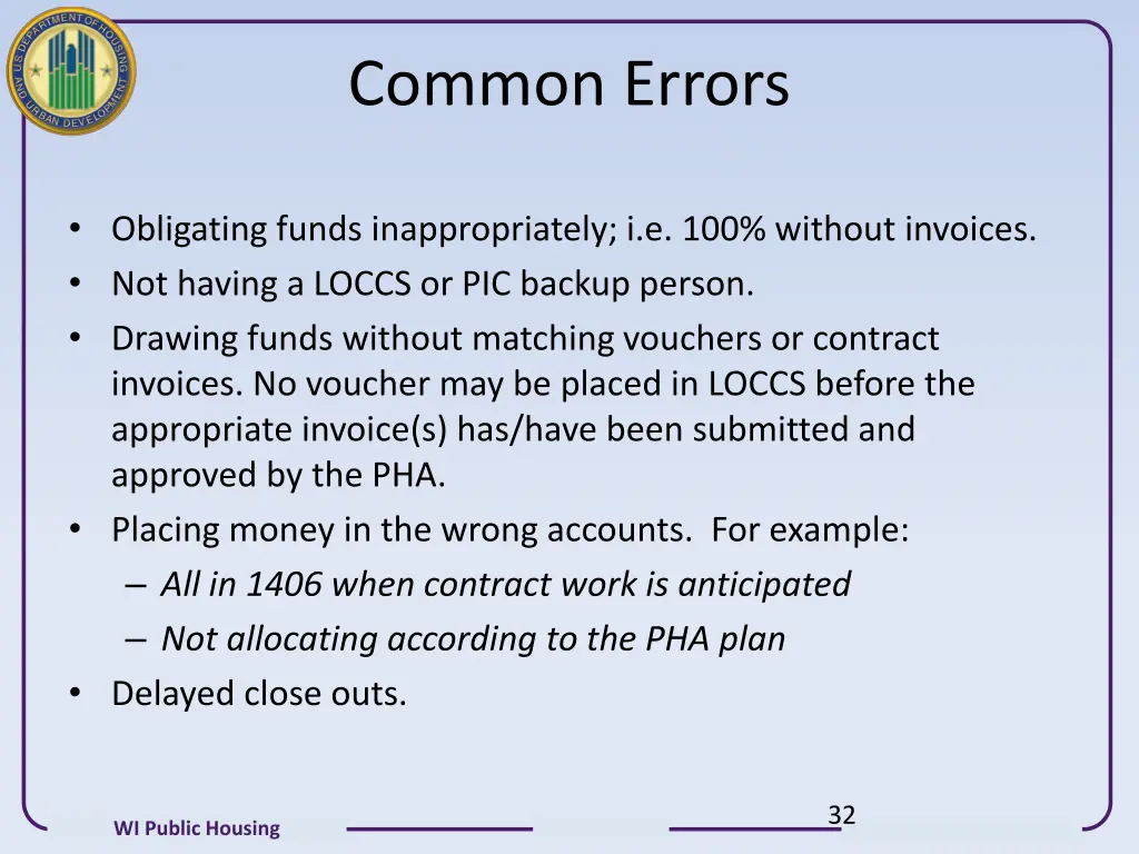 common errors