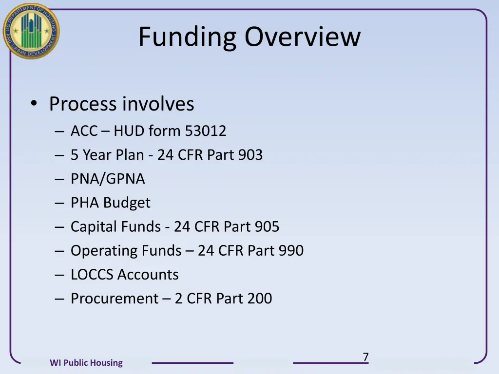 funding overview