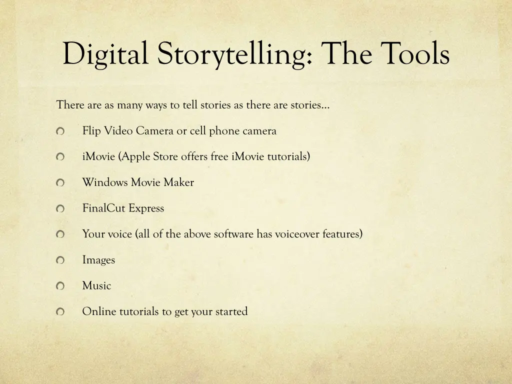 digital storytelling the tools