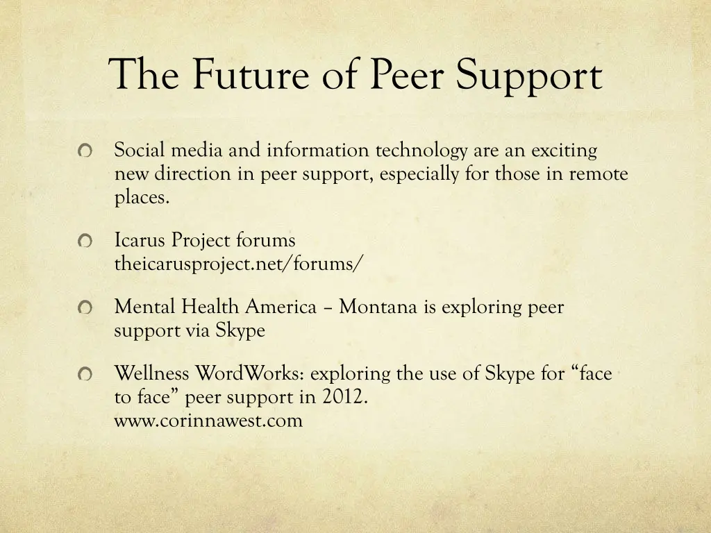 the future of peer support