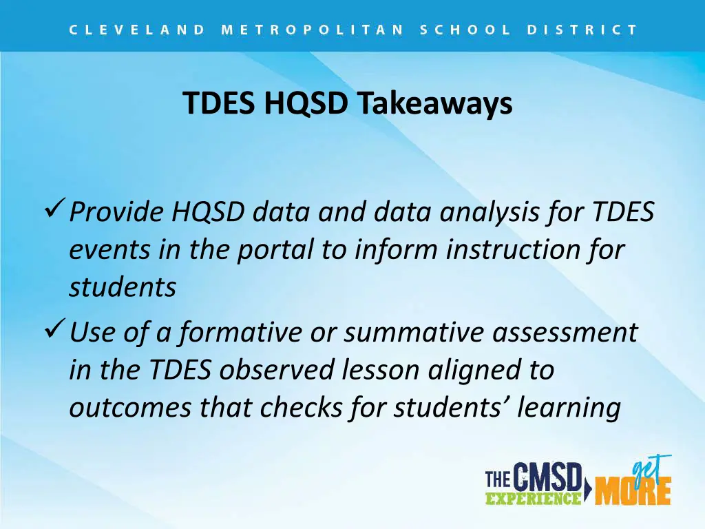 tdes hqsd takeaways