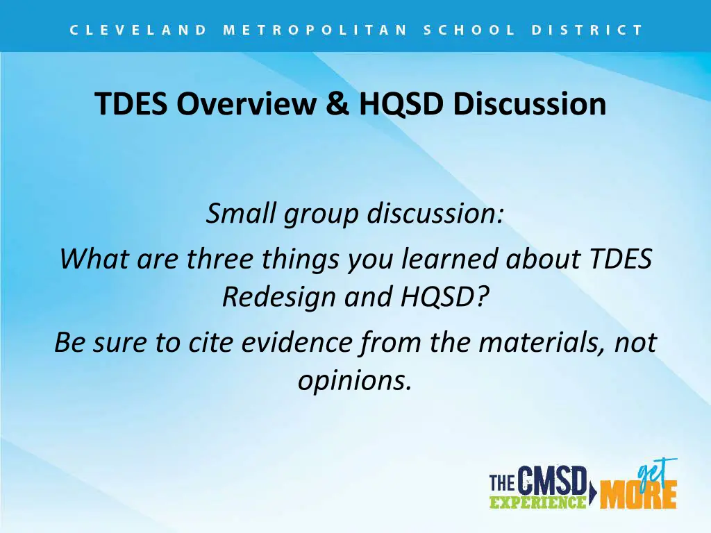 tdes overview hqsd discussion