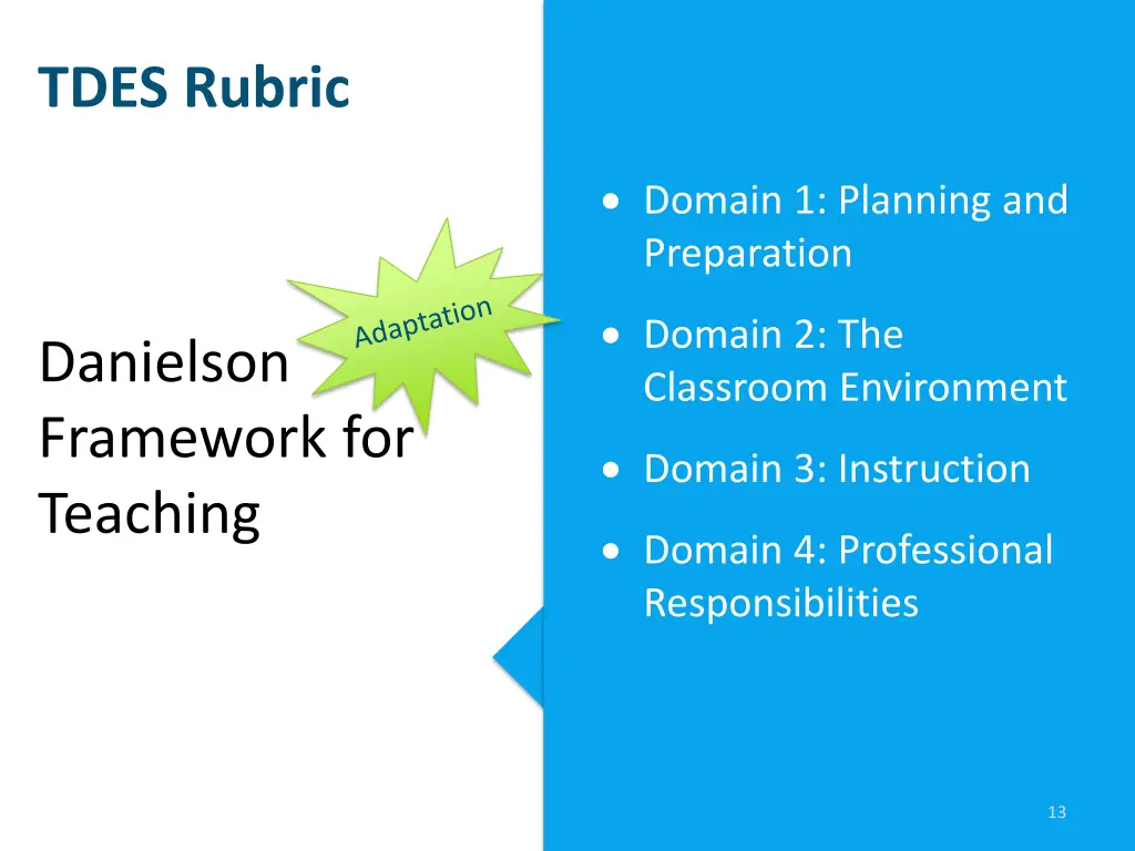 tdes rubric