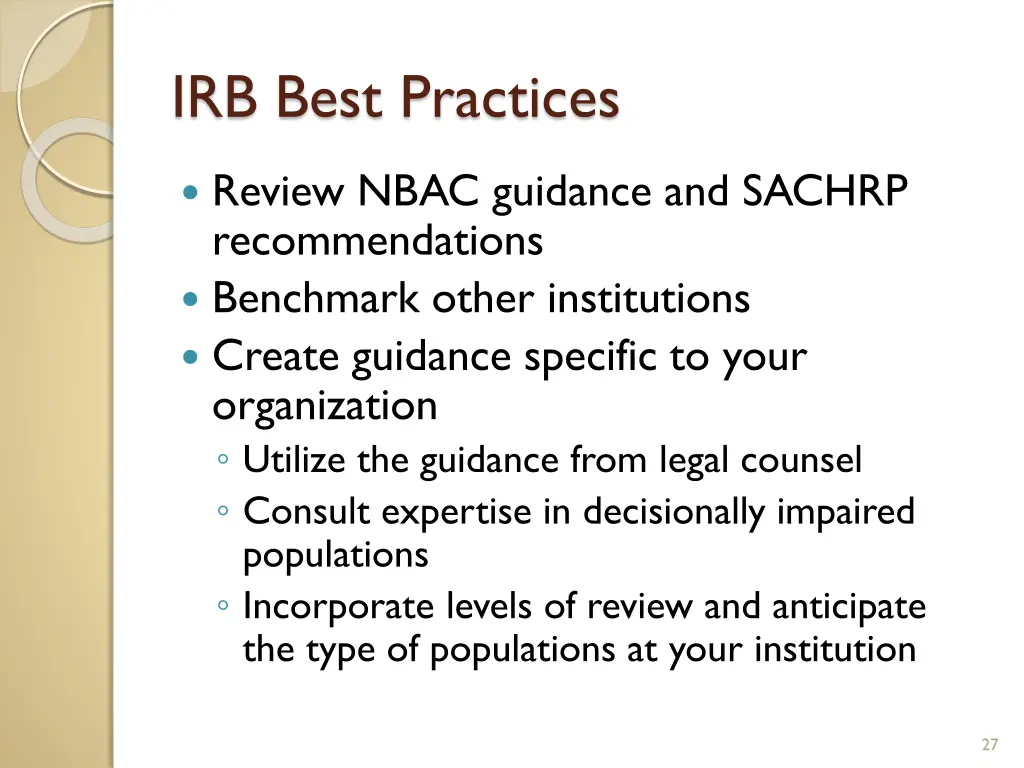 irb best practices