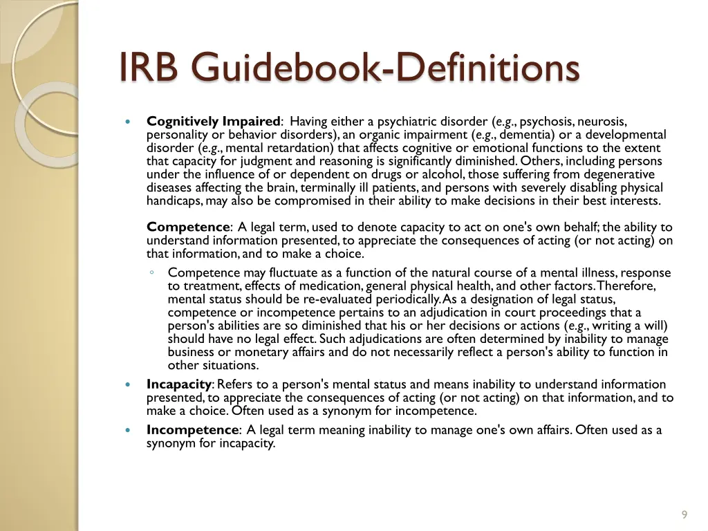 irb guidebook definitions