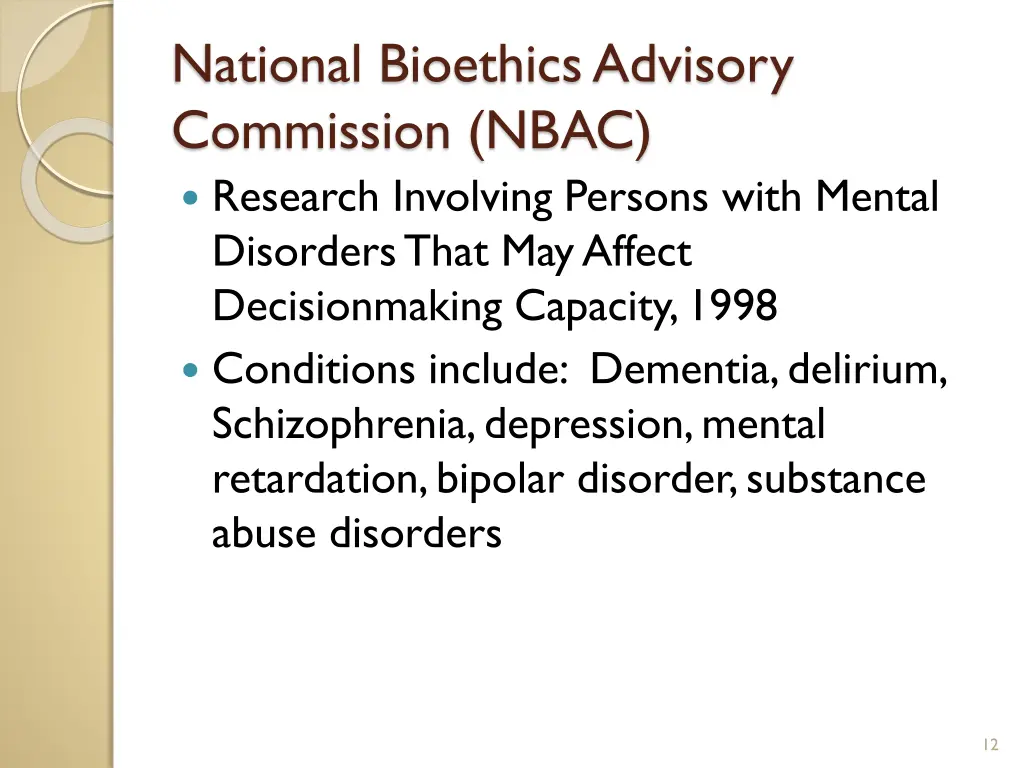 national bioethics advisory commission nbac