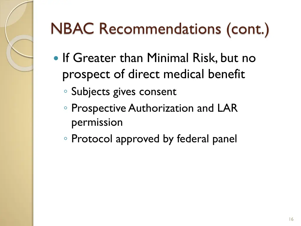 nbac recommendations cont 2