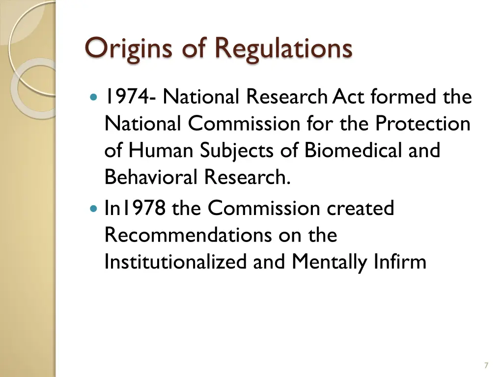 origins of regulations