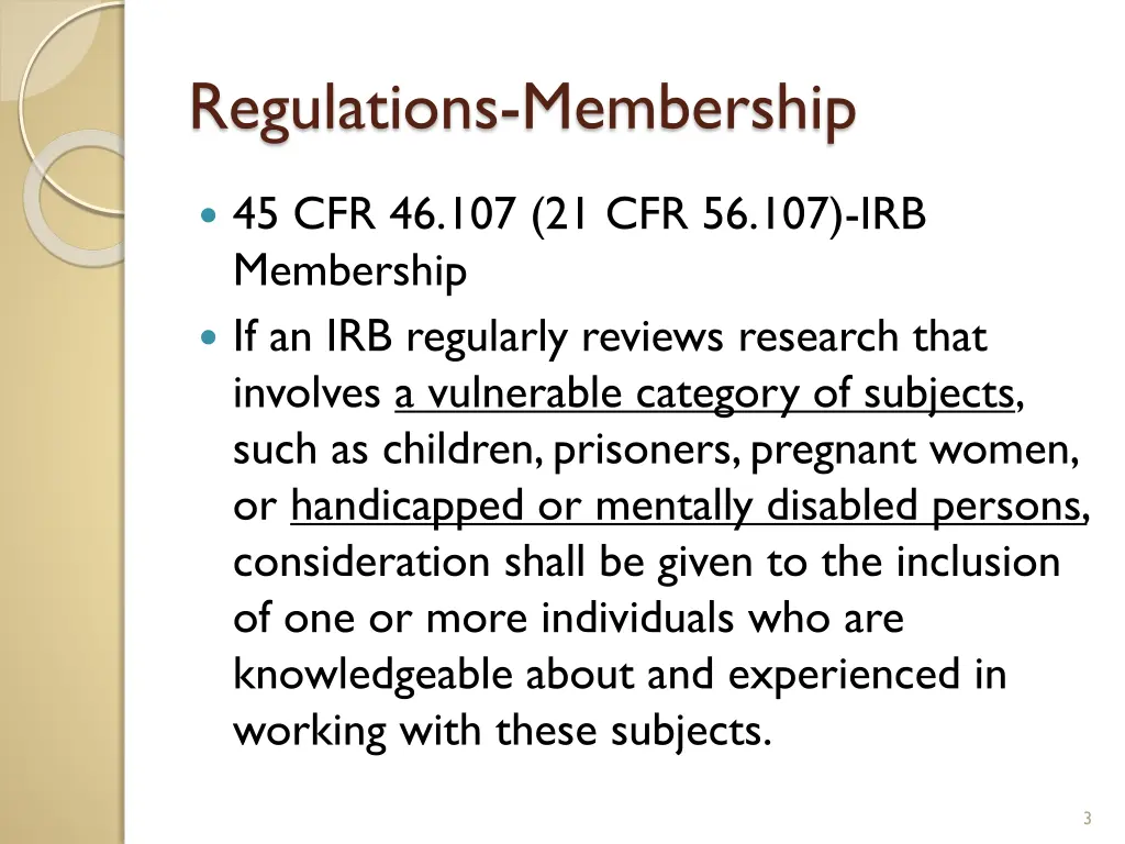 regulations membership