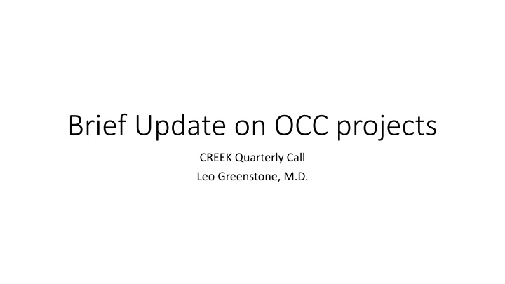 brief update on occ projects